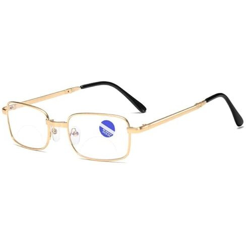 Lenskandy Foldable Golden Full Rim Reading Glasses For Men & Women | +2.00 | Srg11