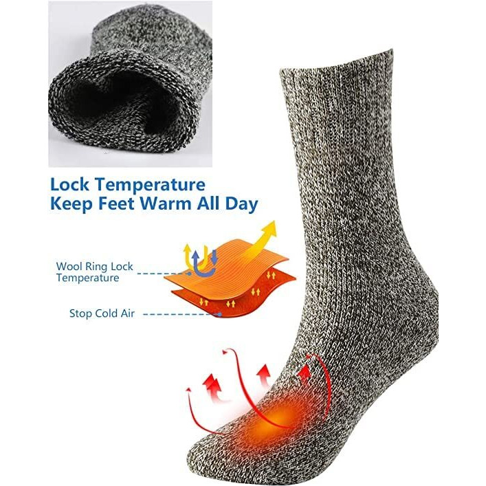 Alexvyan 3 Pair Solid Soft & Woolen Cozy Knitted Winter Thick Warm Stretchy Elastic Calf Length Socks (Without Thumb) For Boys Gents Man Male (Men Design 4), Black