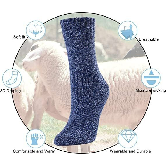 Alexvyan 3 Pair Solid Soft & Woolen Cozy Knitted Winter Thick Warm Stretchy Elastic Calf Length Socks (Without Thumb) For Boys Gents Man Male (Men Design 4), Black