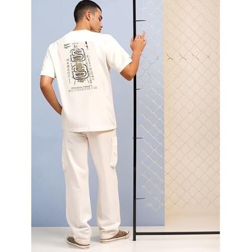 Mack Jonney Oversized | Loose Fit | Half Sleeves 100% Cotton Round Neck Printed T-Shirt For Men-Mack211 White