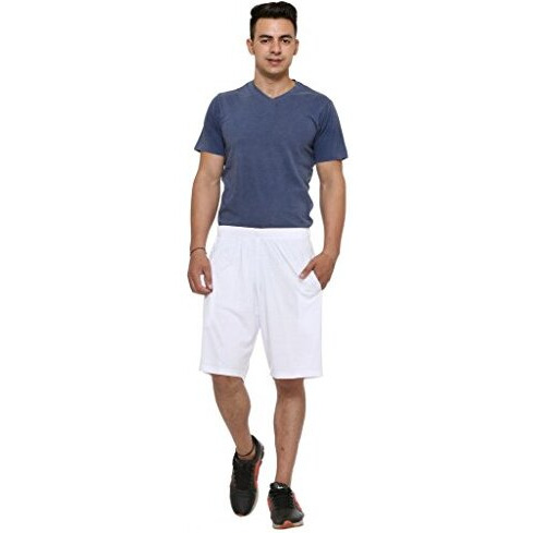 Mack Jonney Men's Cotton Blended Shorts (White, Xxl)