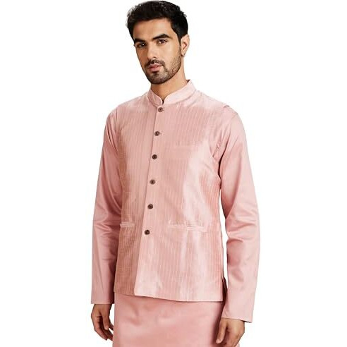 Amazon Brand - Symbol Men's Lightweight Nehru Jacket (Sy-A22-Mna-Jtk-06_L.Pink_Xl)