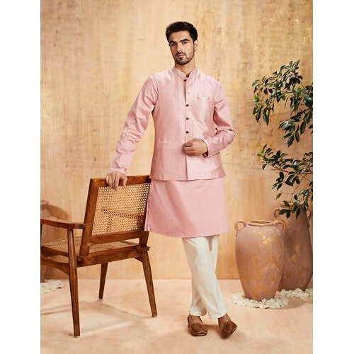 Amazon Brand - Symbol Men's Lightweight Nehru Jacket (Sy-A22-Mna-Jtk-06_L.Pink_Xl)
