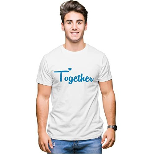 Hangout Hub Men's & Women's Tshirts | Regular Fit T-Shirt |Cotton|Round Neck |Couple Tshirts |Together Forever|White|Men L|Women S|Set Of 2