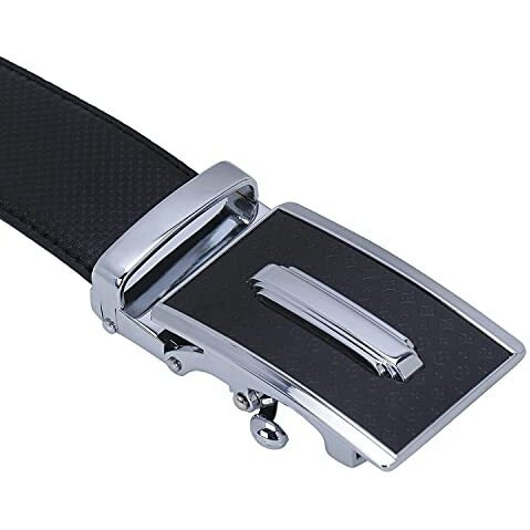 Labnoft Mens Pu Leather Auto Lock Belt (Black, Belt-033)