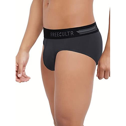 Freecultr Men's Underwear Anti Bacterial Micromodal Airsoft Brief - Non Itch No Chaffing Sweat Proof Size Xl Pack Of 3-Ash Grey,Prussian Blue,Pot Black
