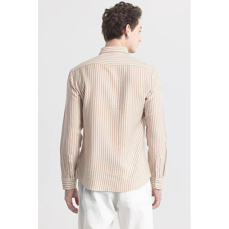 U-Turn Men's Cotton Casual Printed Striped Stylish Lates Slim Fit T-Shirt For Men (Brown-Black Xx-Large)