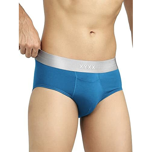 Xyxx Men Micro Modal Brief, Relaxed Fit, Colorblock, Pack Of 2, Xybrf2Pckn597M, Wine + Seaport, M