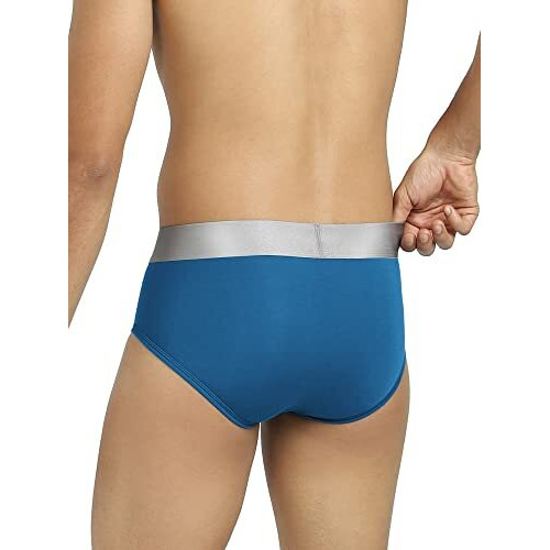 Xyxx Men Micro Modal Brief, Relaxed Fit, Colorblock, Pack Of 2, Xybrf2Pckn597M, Wine + Seaport, M