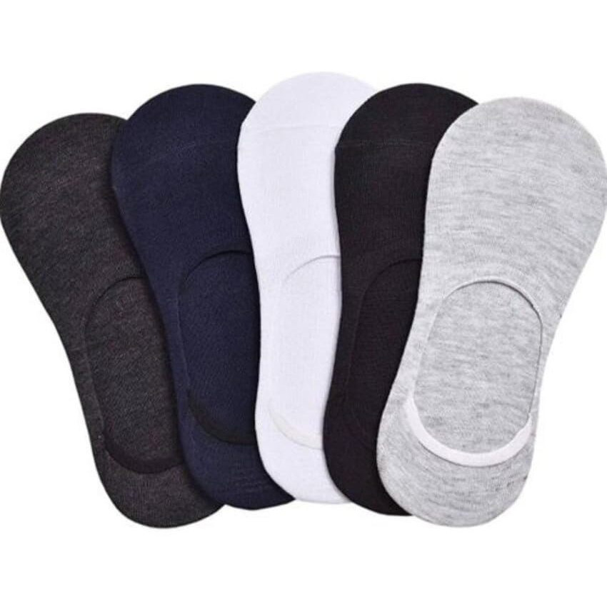 Dikhawa Unisex Cotton Invisible No Show Loafer Socks With Anti Slip Silicon Grip (Multicolour_Pack Of 5)