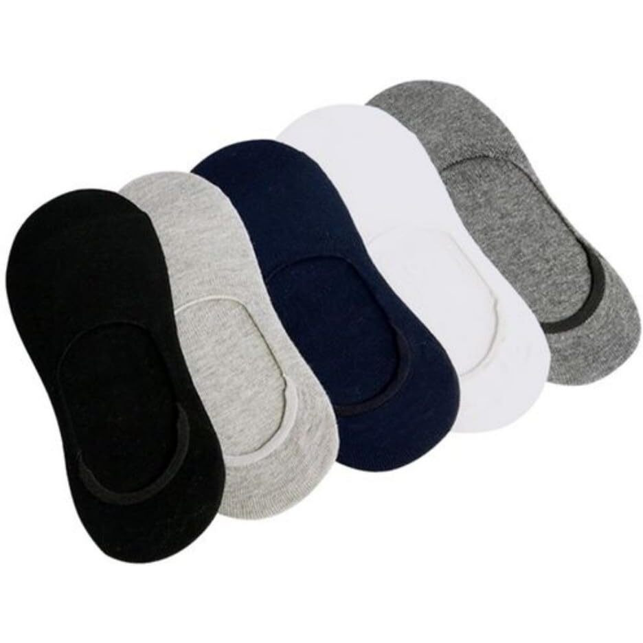 Dikhawa Unisex Cotton Invisible No Show Loafer Socks With Anti Slip Silicon Grip (Multicolour_Pack Of 5)
