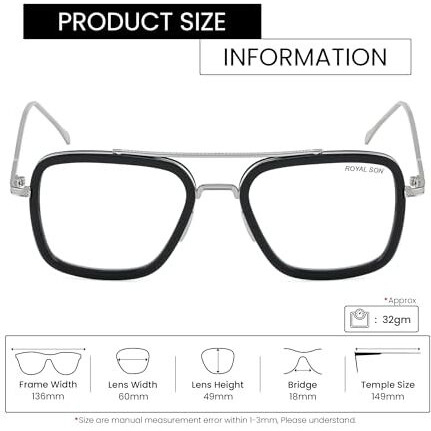 Royal Son Unisex Sunglasses For Men Women (Clear Lens)