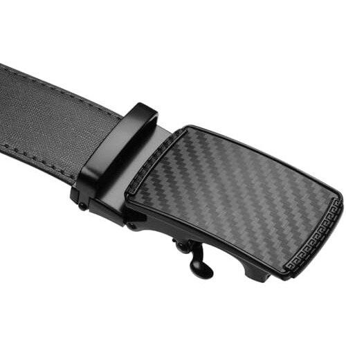 Labnoft Men's Pu Leather Auto Lock Belt (Black, Belt-063-Tx-Black)