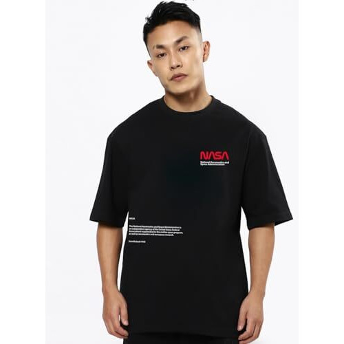 Bewakoof Men's Typography 100% Cotton T-Shirt - Oversized Fit, Round Neck, Half Sleeves