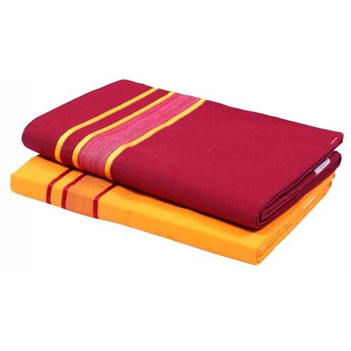 Green Tee Men Fancy Color Dhoti - Pack Of 2 (Orange Ll Maroon)