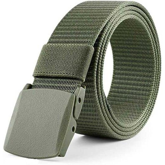 Fabme Unisex Solid Nylon/Canvas Waist Belt - Green, Free Size, (Acc-41-43)