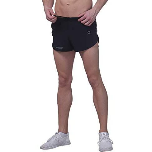 Truerevo 2 Inch Men's Professional Dry Fit Running Shorts With Inner Brief And Key Pocket Marathon(191112Blk_M_Black_M)
