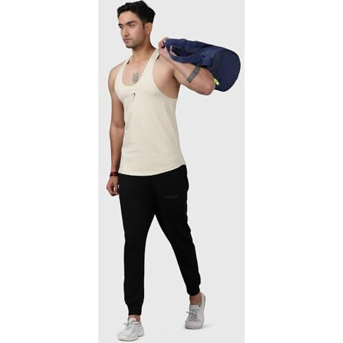 Fuaark Men Gym Tank Tops Sleeveless Sport Vest (Medium, Beige)