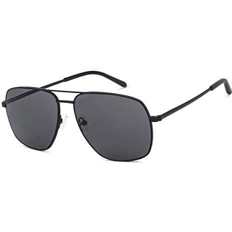 John Jacobs | Stylish & Premium | Polarized & 100% Uv Protection Sunglasses For Men & Women | Matte Black Grey Full Rim Aviator Medium (Size-59)-Pack Of 1