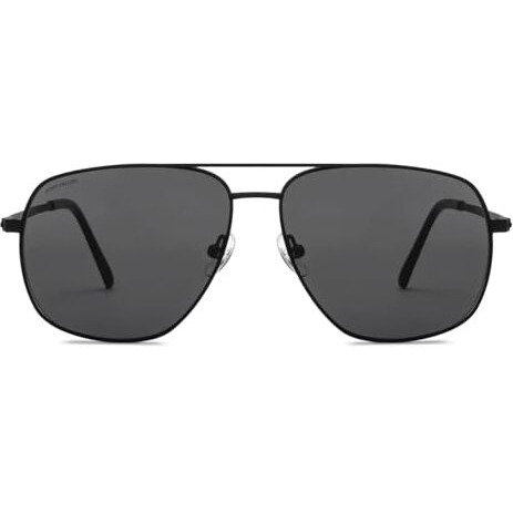 John Jacobs | Stylish & Premium | Polarized & 100% Uv Protection Sunglasses For Men & Women | Matte Black Grey Full Rim Aviator Medium (Size-59)-Pack Of 1
