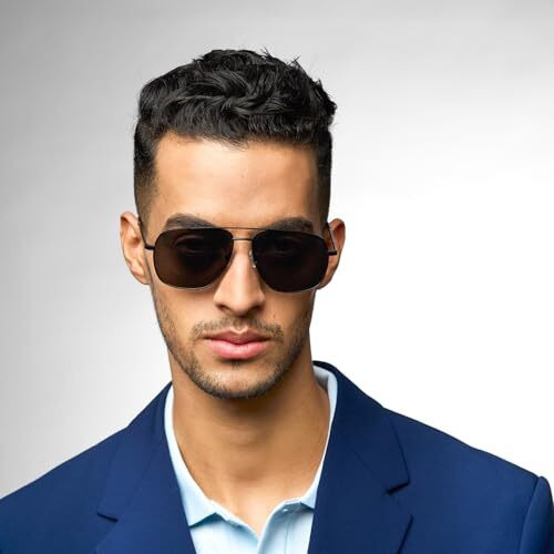 John Jacobs | Stylish & Premium | Polarized & 100% Uv Protection Sunglasses For Men & Women | Matte Black Grey Full Rim Aviator Medium (Size-59)-Pack Of 1