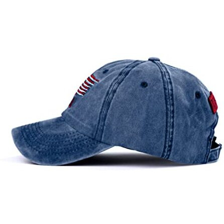 Aavjo , Denim Cotton Baseball Head Cap With Adjustable Buckle For Men Women Adults - Small Flag (Small Flag - Blue)