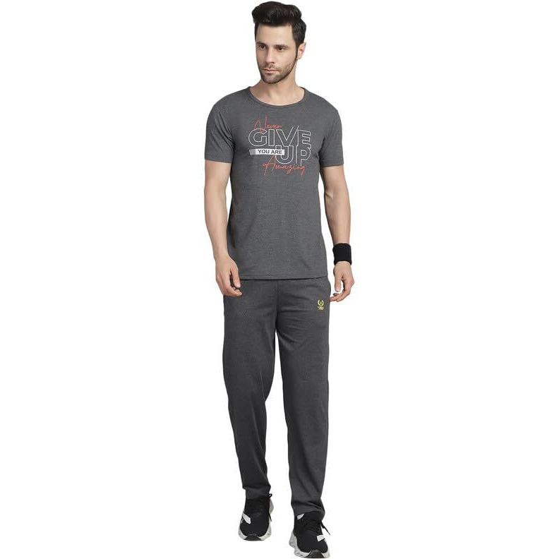 Vimal Jonney Anthracite Cotton Printed Co-Ord Set Tracksuit For Men