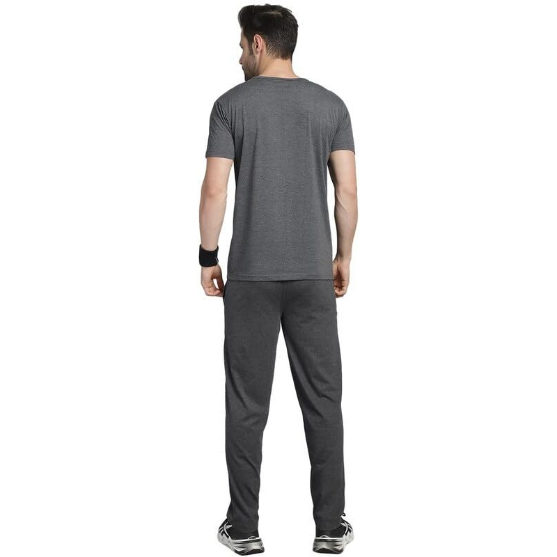Vimal Jonney Anthracite Cotton Printed Co-Ord Set Tracksuit For Men
