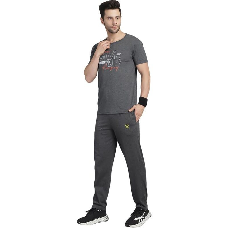 Vimal Jonney Anthracite Cotton Printed Co-Ord Set Tracksuit For Men