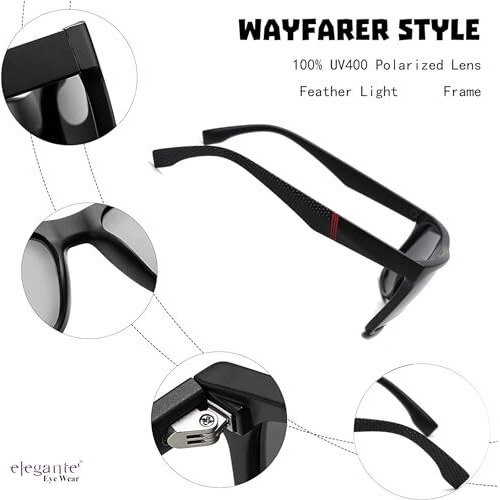 Elegante Uv Protected Polarized Oversized Sunglasses For Men Classic Retro Designer Style (C1 - Black)