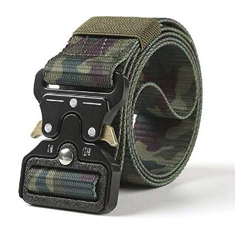 Contacts Men's Synthetic Quick Release Buckle Nylon Belt | Nylon Belt For Men (Free Size, Army Camouflag)