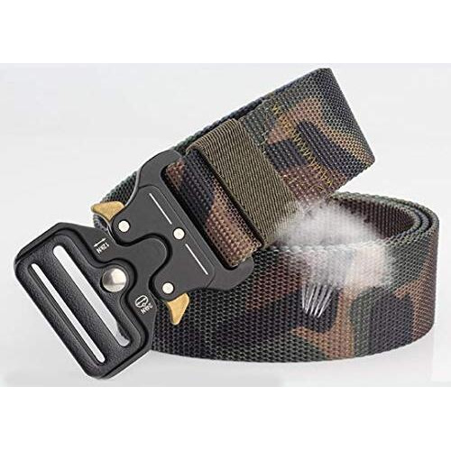 Contacts Men's Synthetic Quick Release Buckle Nylon Belt | Nylon Belt For Men (Free Size, Army Camouflag)