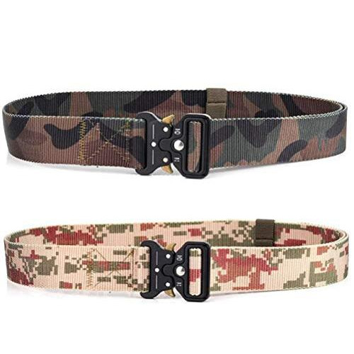 Contacts Men's Synthetic Quick Release Buckle Nylon Belt | Nylon Belt For Men (Free Size, Army Camouflag)