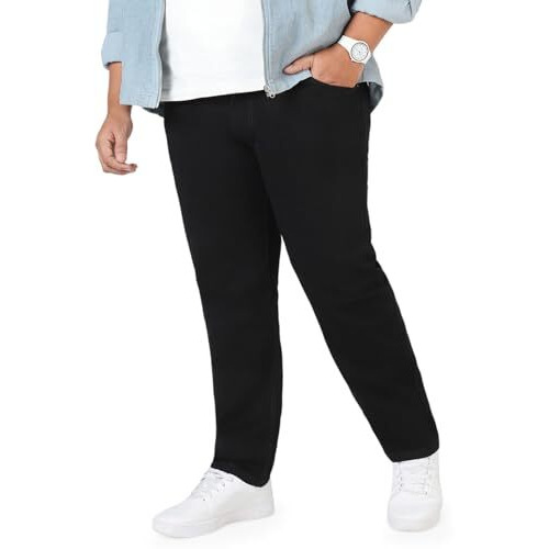 Urbano Plus Men's Black Regular Fit Washed Jeans Stretchable (Plusmpsp-Black-42)