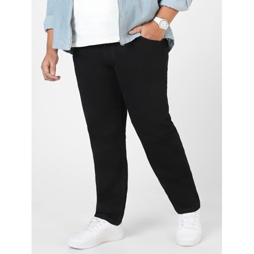 Urbano Plus Men's Black Regular Fit Washed Jeans Stretchable (Plusmpsp-Black-42)
