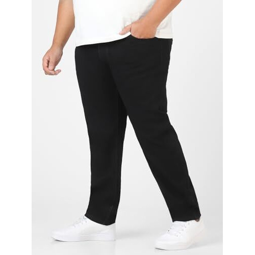 Urbano Plus Men's Black Regular Fit Washed Jeans Stretchable (Plusmpsp-Black-42)