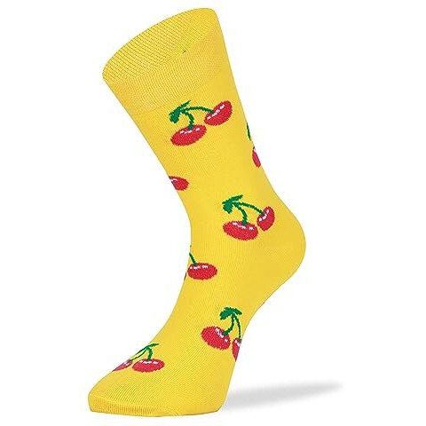 Rc. Royal Class Women Mid Calf Soft Pure Cotton Fruit Flower Calf Length Socks, Pack Of 3 Pairs, Multicolored, Free Size