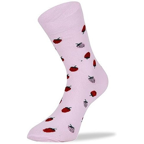 Rc. Royal Class Women Mid Calf Soft Pure Cotton Fruit Flower Calf Length Socks, Pack Of 3 Pairs, Multicolored, Free Size
