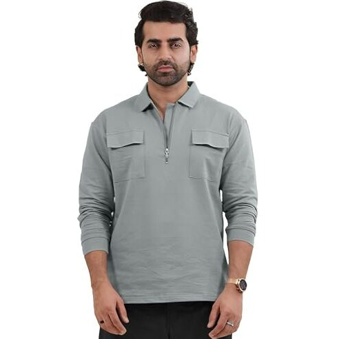 Maniac|| Polo Tshirts For Men||Polo Neck|| Full Sleeve Tshirt For Men||Printed Tshirts For Men||Oversized Tshirt For Men Grey