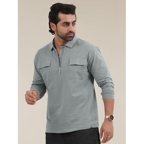 Maniac|| Polo Tshirts For Men||Polo Neck|| Full Sleeve Tshirt For Men||Printed Tshirts For Men||Oversized Tshirt For Men Grey