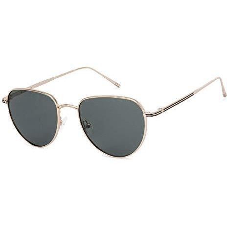 John Jacobs | Polarized & Uv Protection Sunglasses For Men & Women | Gold Green Full Rim Aviator Small (Size-53) Jj S12502-C4-Pack Of 1