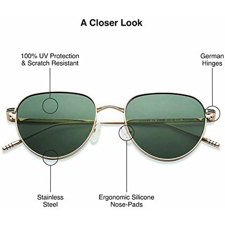 John Jacobs | Polarized & Uv Protection Sunglasses For Men & Women | Gold Green Full Rim Aviator Small (Size-53) Jj S12502-C4-Pack Of 1