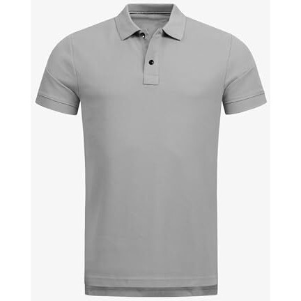 Tagdo Men's Solid Half Sleeve Slim Fit Polo T-Shirt (Polo-5165-Grey-L)