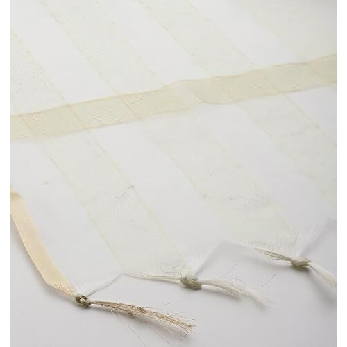 Weavers Villa Poly Silk Cream Striped Ethnic Woven Dupatta For Men (2.20 Mtrs)