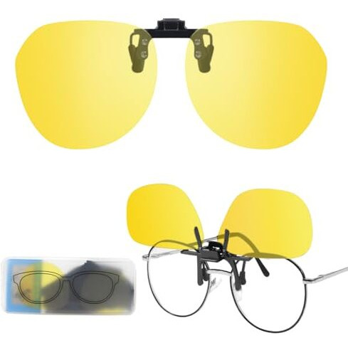 Proberos Polarized Clip-On Sunglasses For Men - Uv Protection, Flip-Up Anti-Glare Driving Glasses With Case & Cloth (Fits Prescription Glasses Eyeglasses Eyewear)