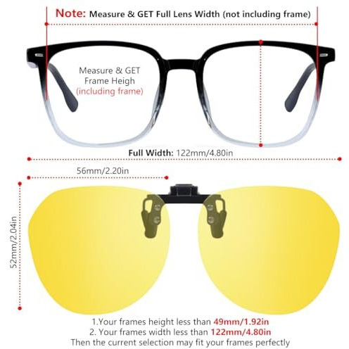 Proberos Polarized Clip-On Sunglasses For Men - Uv Protection, Flip-Up Anti-Glare Driving Glasses With Case & Cloth (Fits Prescription Glasses Eyeglasses Eyewear)