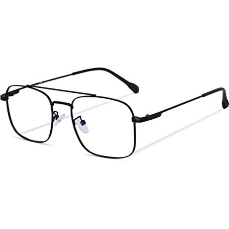 Roshfort Computer Blue Light Blocking Glasses Square Frame For Men Women, Blue Ray Gaming Glasses With Anti Eye Strain And Uv Glare Spectacle Frame Eyeglasses S (Black, B-2)