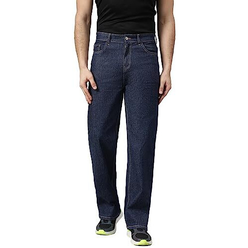 Kotty Men's Cotton Lycra Blend Relaxed Fit Mid Rise Jeans Prussian Blue