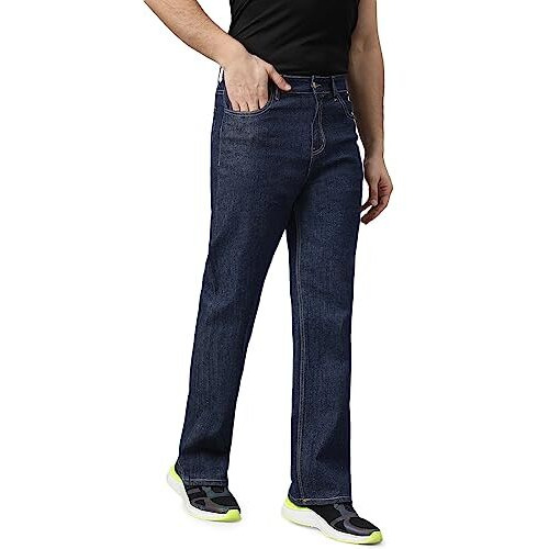 Kotty Men's Cotton Lycra Blend Relaxed Fit Mid Rise Jeans Prussian Blue