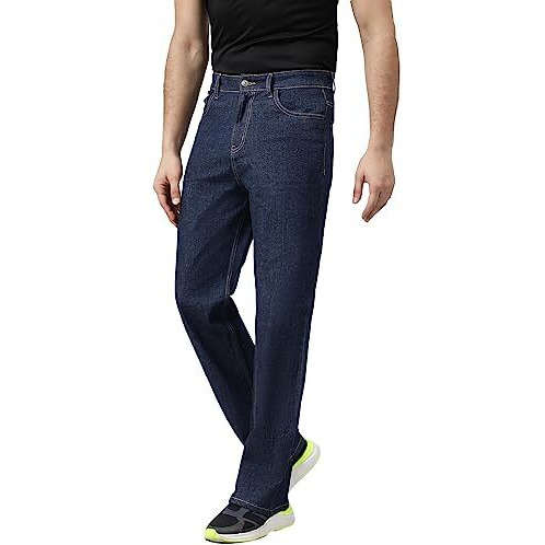 Kotty Men's Cotton Lycra Blend Relaxed Fit Mid Rise Jeans Prussian Blue